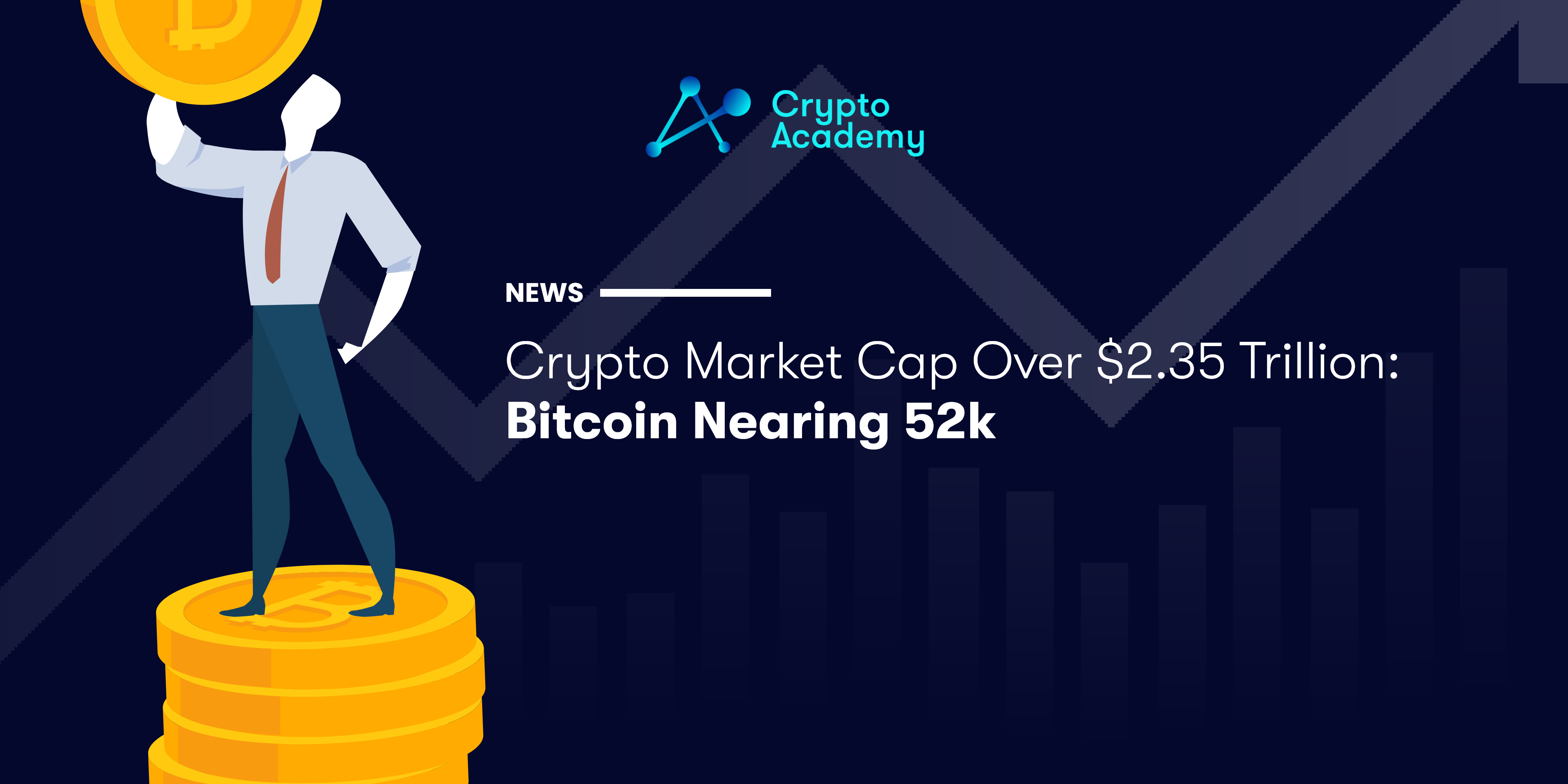 Crypto Market Cap Over $2.35 Trillion: Bitcoin Nearing 52k