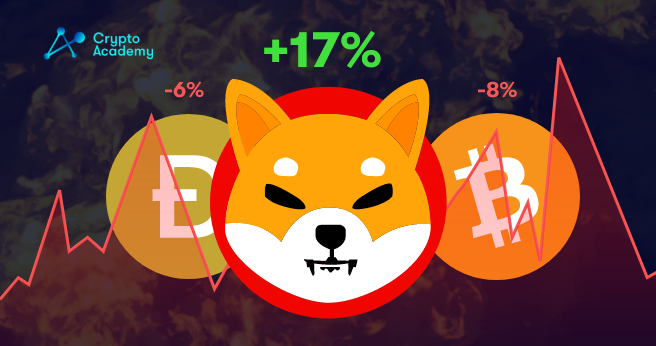 SHIBA INU Rises 17% Whereas Bitcoin, Ethereum and Dogecoin Slip