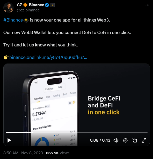 CZ Announcing The New Binance Wallet. 